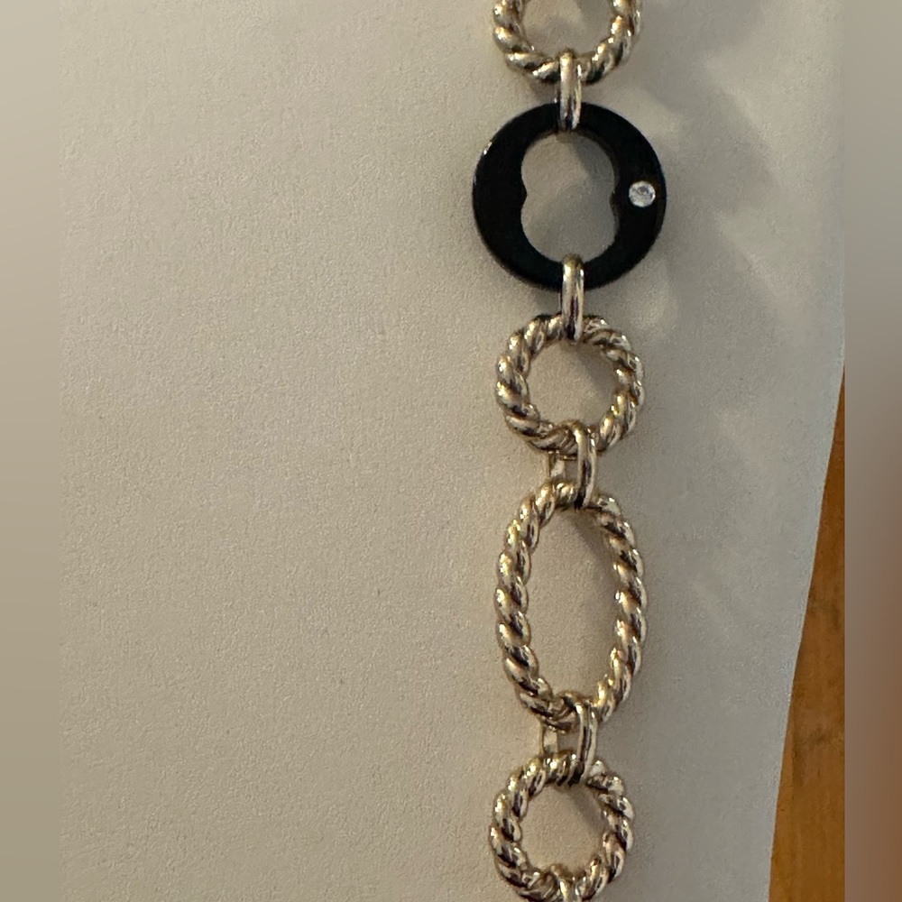 Grace Kelly Oval Gold Link with Black Link & Crystal  36” CoCo Chanel Design - Picture 4 of 11